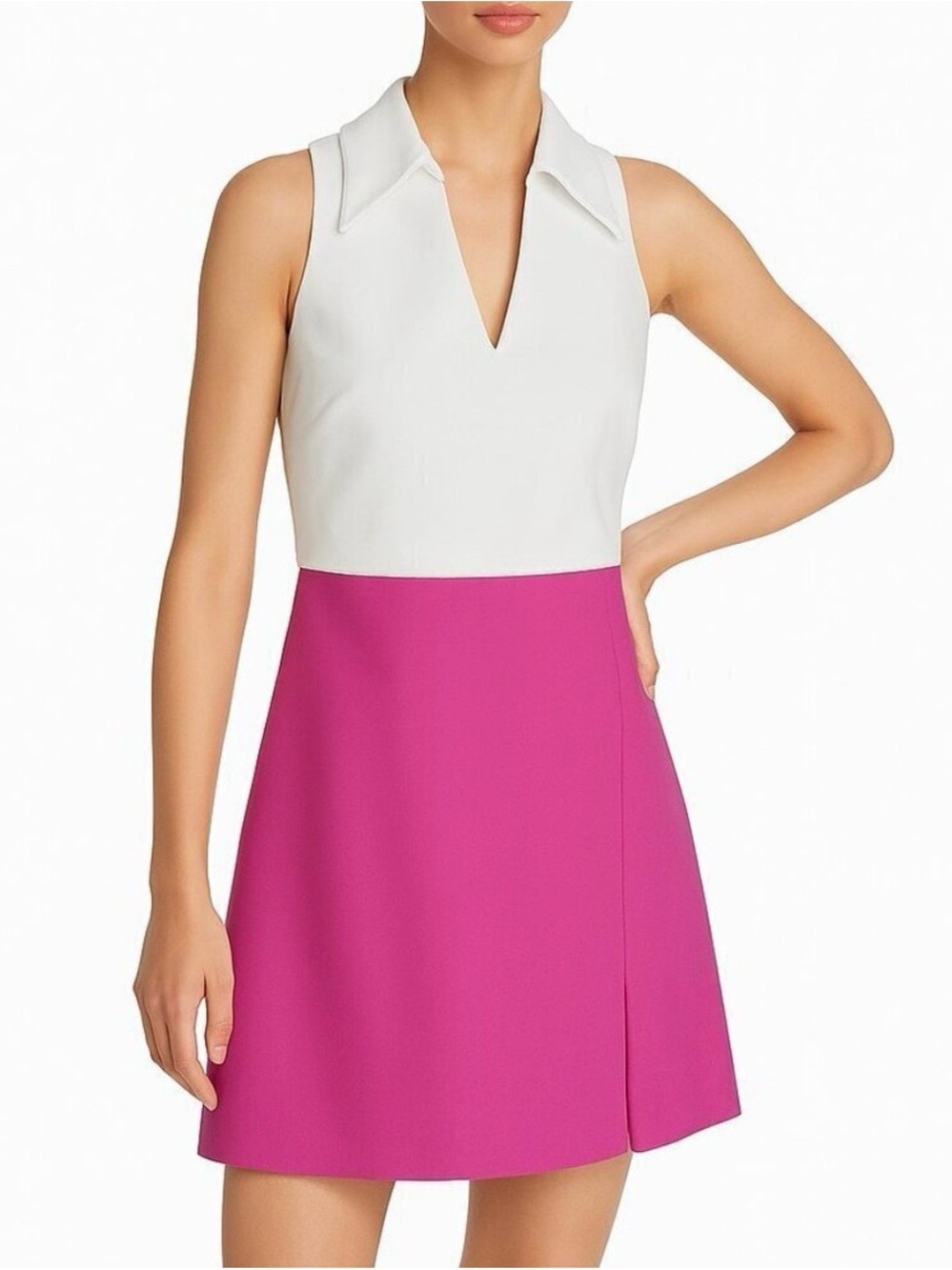 Amanda Uprichard Augusta Dress White Pink Colorblock Mini Small
